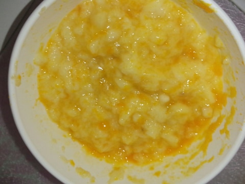 【離乳食中期】バナナかぼちゃパン粥